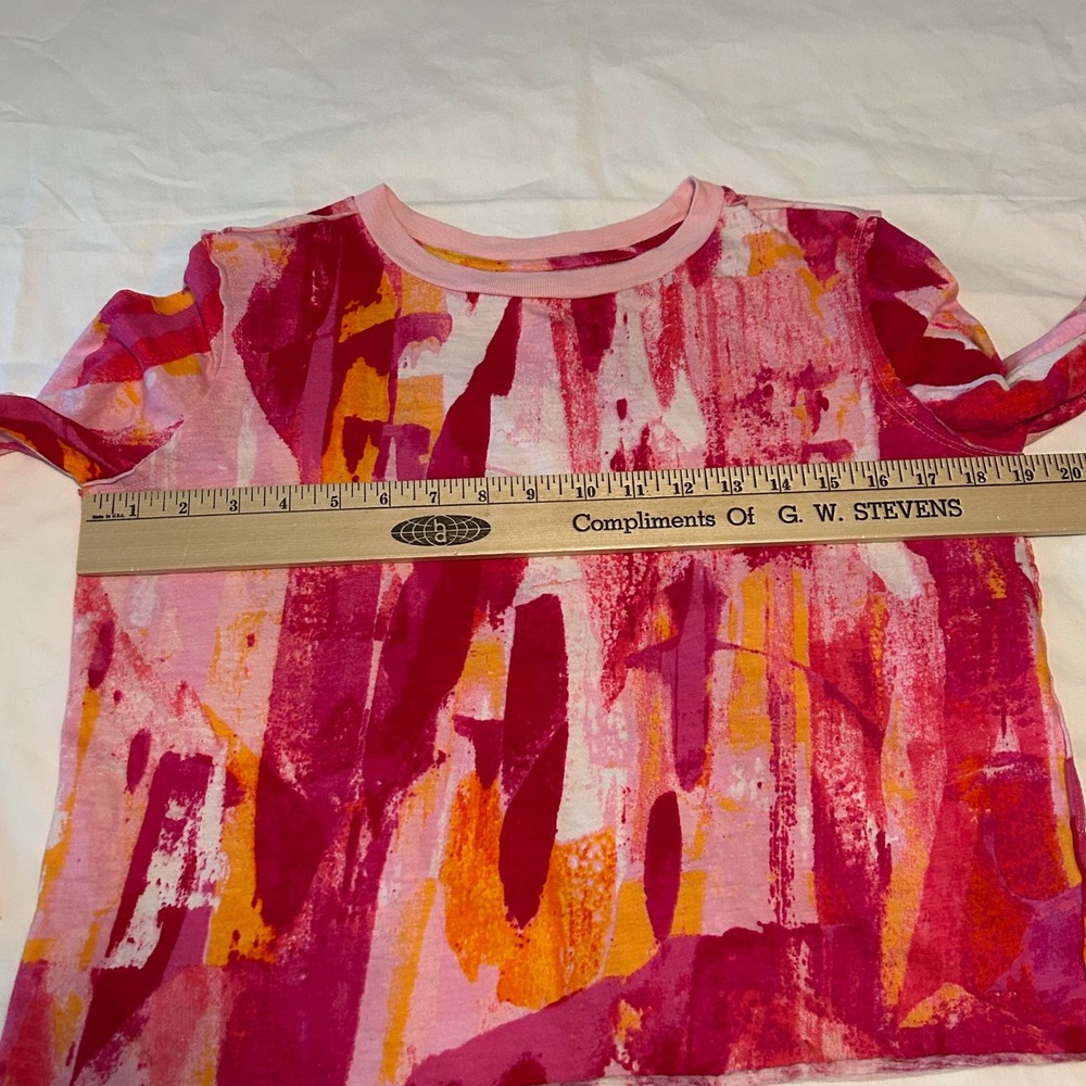 Maeve Anthropologie T-Shirt Abstract‎ Print Long Sleeve XS Women's Pink Orange - Picture 6 of 10
